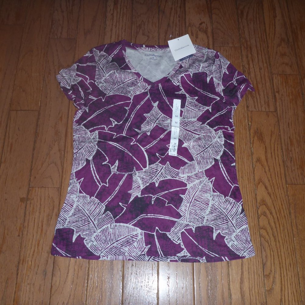 croft & barrow Purple Printed Short Sleeve Tee